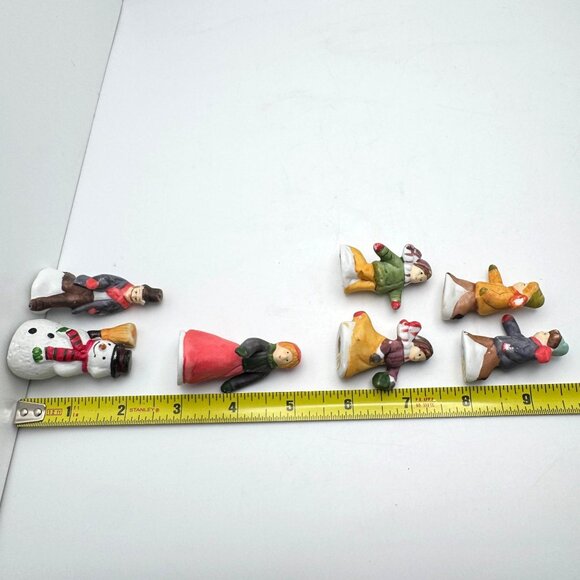 Lemax Set 7 Hand-Painted Ceramic Christmas Figurines With Snowman & Kids Playing - Picture 2 of 7